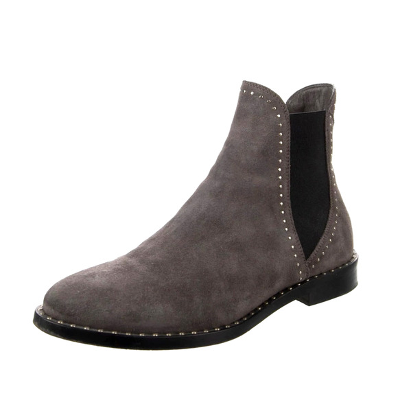 Jimmy Choo 6.5 Suede Studded Merril Chelsea Ankle Boots Pull on BOX Flat Gray - Picture 1 of 8